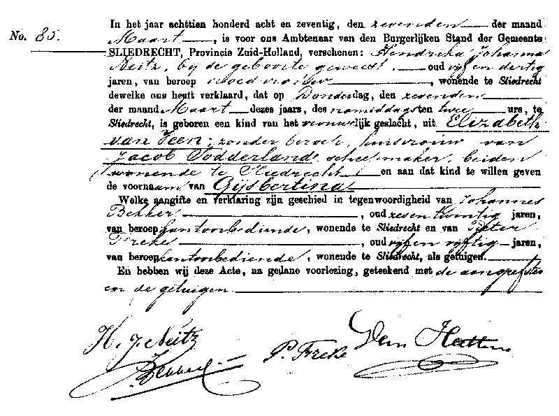 18780307 geb akte 85 Gijsbertina dv J Sodderland - E v Veen